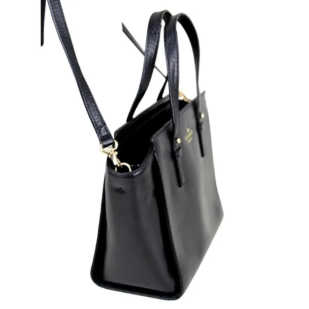 kate spade NY BLACK GENUINE LEATHER SHOULDER BAG X-BODY SATCHEL HANDBAG PURSE